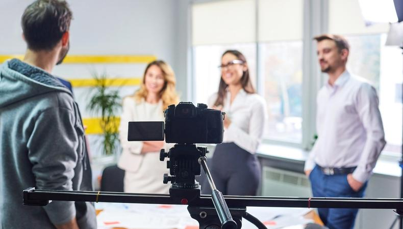 Behind the Scenes Montage - UOB Malaysia Internal Training Videos production showing content planning, script writing, video production, and post-production process